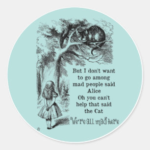 Alice in Wonderland; Cheshire Cat with Alice Classic Round Sticker