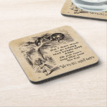 Alice in Wonderland; Cheshire Cat with Alice Coaster<br><div class="desc">Vintage illustration fairy tales and nursery rhymes image of Alice with the Cheshire Cat by John Tenniel in Lewis Carroll's Alice's Adventures in Wonderland,  1865,  a text-designed dialogue included. "We are all mad here":)</div>