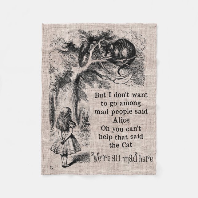 Alice in Wonderland; Cheshire Cat with Alice Fleece Blanket (Front)