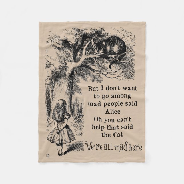 Alice in Wonderland; Cheshire Cat with Alice Fleece Blanket (Front)