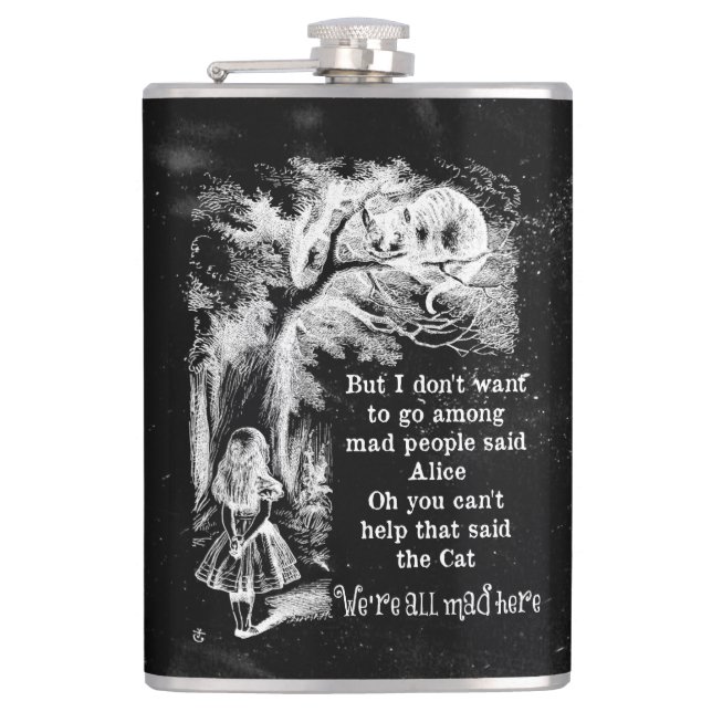 Alice in Wonderland; Cheshire Cat with Alice Hip Flask (Front)