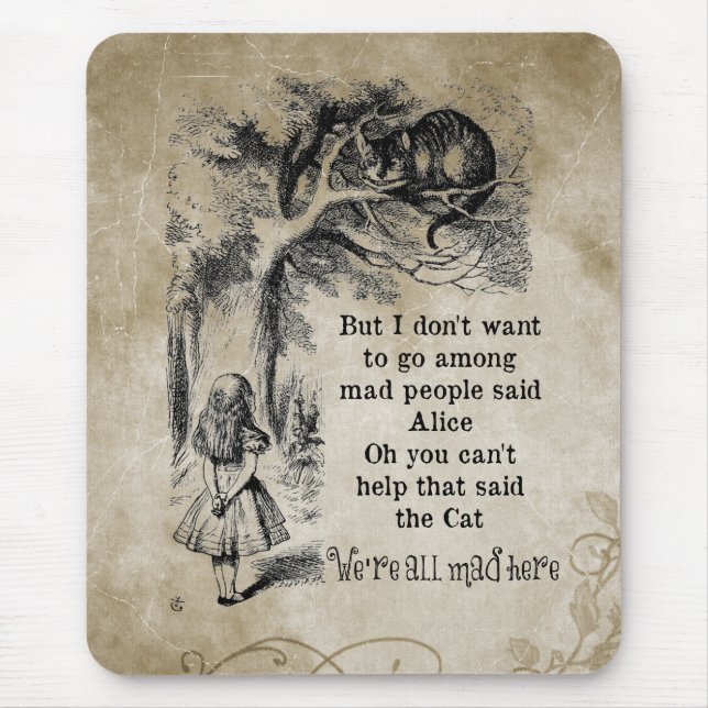 Alice in Wonderland; Cheshire Cat with Alice Mouse Pad (Front)