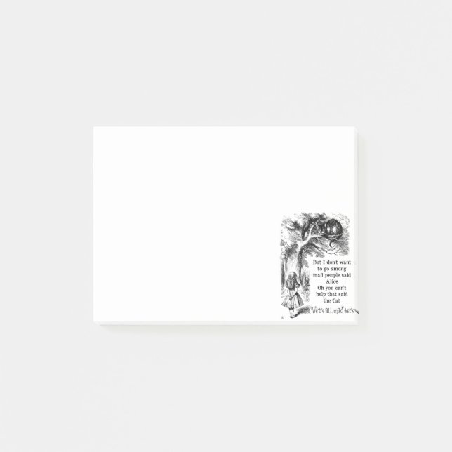 Alice in Wonderland; Cheshire Cat with Alice Post-it Notes (Front)