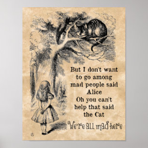 Alice in Wonderland; Cheshire Cat with Alice Poster