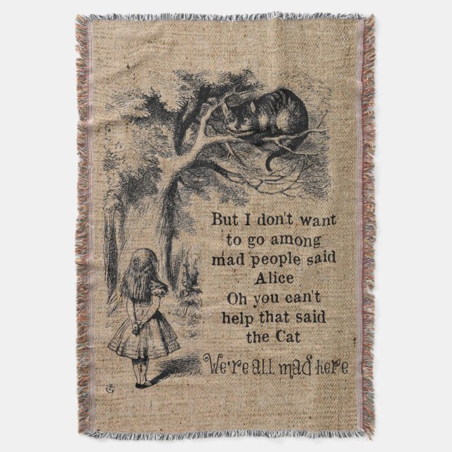 Alice in Wonderland; Cheshire Cat with Alice Throw Blanket (Front Vertical)