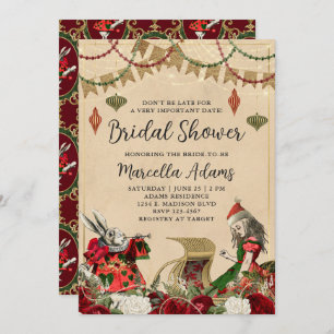 Alice in Wonderland Christmas Bridal Shower Invitation