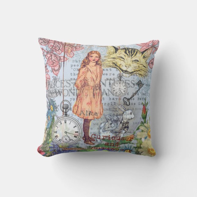 Alice in Wonderland Classic Cheshire Rabbit Alice Cushion (Front)