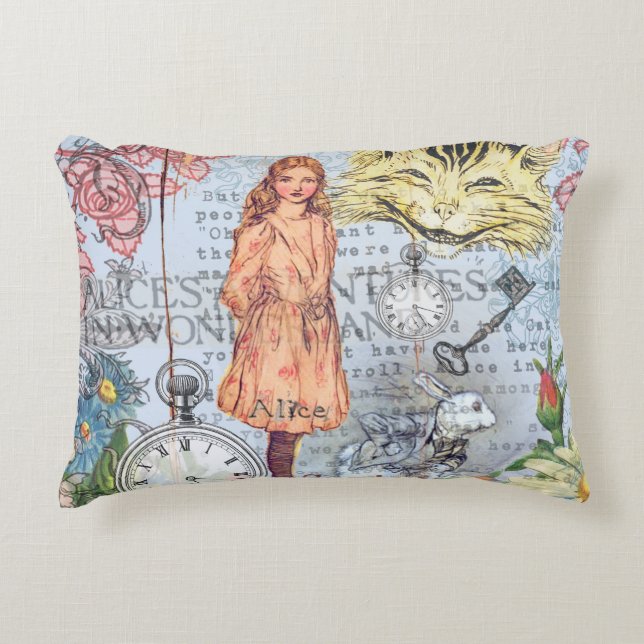 Alice in Wonderland Classic Cheshire Rabbit Alice Decorative Cushion (Front)