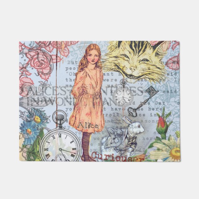 Alice in Wonderland Classic Cheshire Rabbit Alice Doormat (Front)