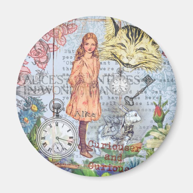 Alice in Wonderland Classic Cheshire Rabbit Alice Magnet (Front)