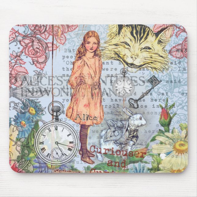 Alice in Wonderland Classic Cheshire Rabbit Alice Mouse Pad (Front)