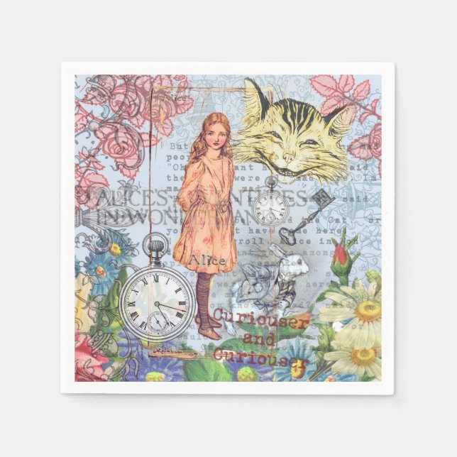 Alice in Wonderland Classic Cheshire Rabbit Alice Napkin (Front)