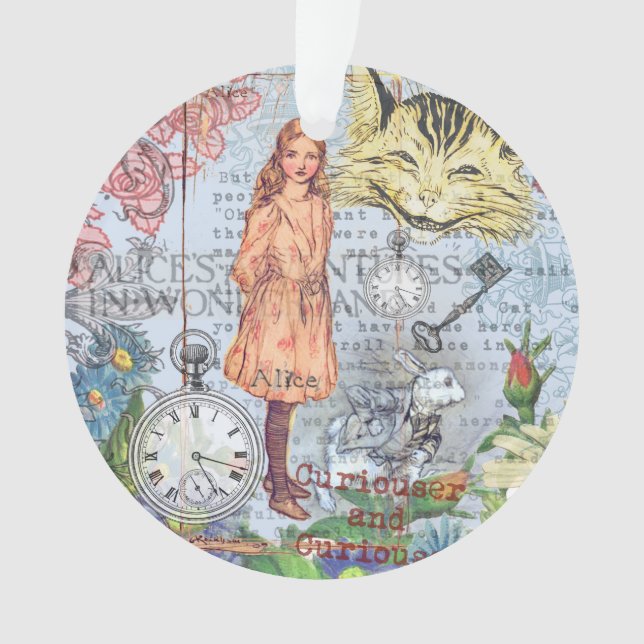 Alice in Wonderland Classic Cheshire Rabbit Alice Ornament (Front)