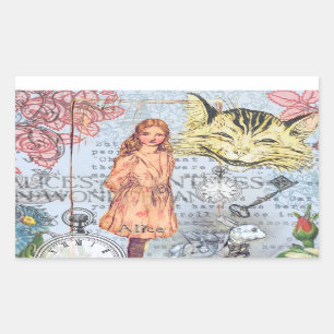 Alice in Wonderland Classic Cheshire Rabbit Alice Rectangular Sticker