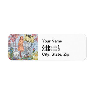 Alice in Wonderland Classic Cheshire Rabbit Alice Return Address Label