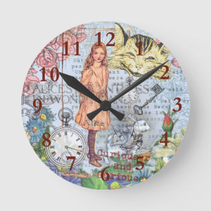 Alice in Wonderland Classic Cheshire Rabbit Alice Round Clock