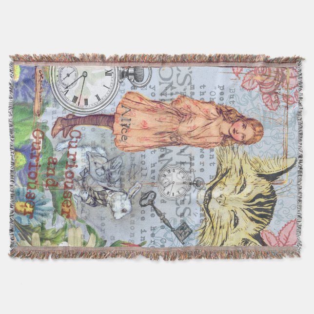 Alice in Wonderland Classic Cheshire Rabbit Alice Throw Blanket (Front)