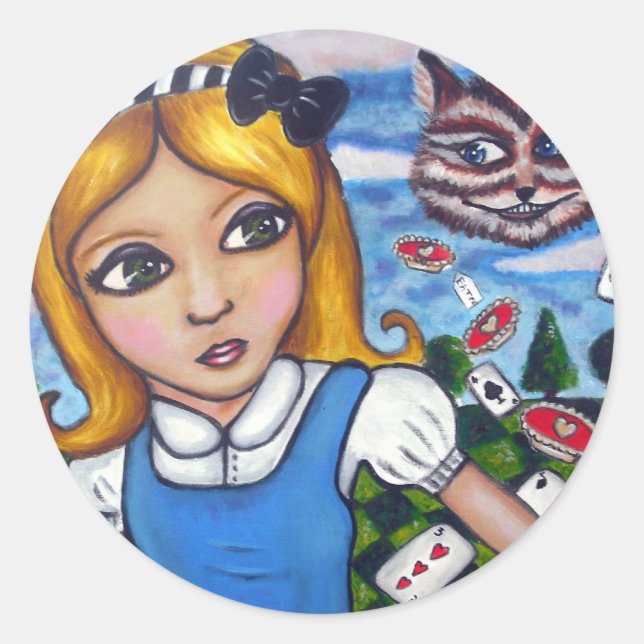 Alice in wonderland classic round sticker (Front)