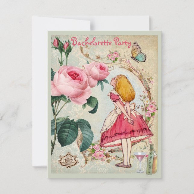 Alice in Wonderland Collage Bachelorette Party Invitation (Front)