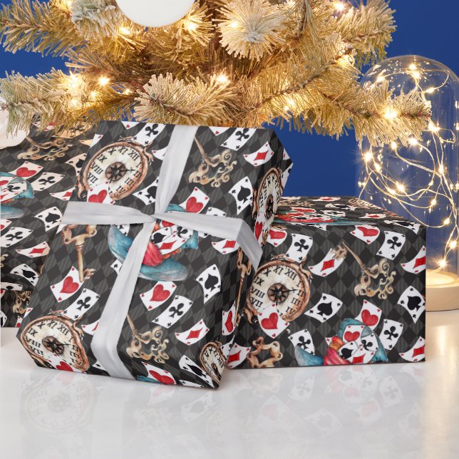 Alice in Wonderland Collage Christmas Gift Wrapping Paper (Holidays)