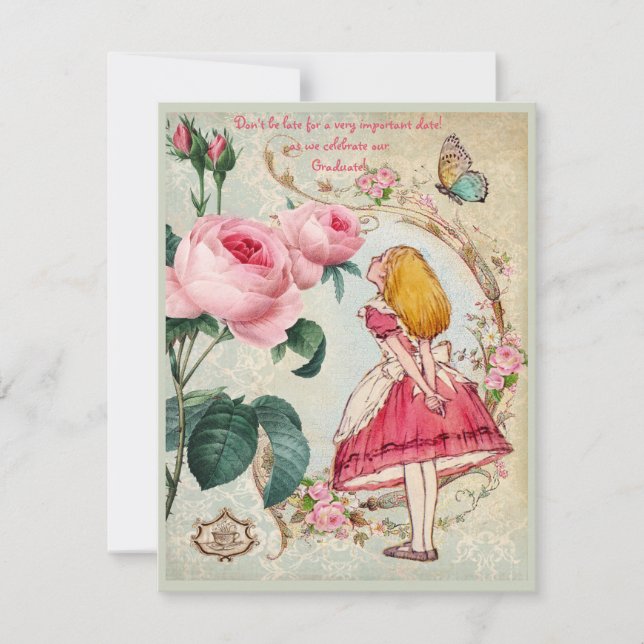 Alice in Wonderland Collage Graduation Party Invitation (Front)