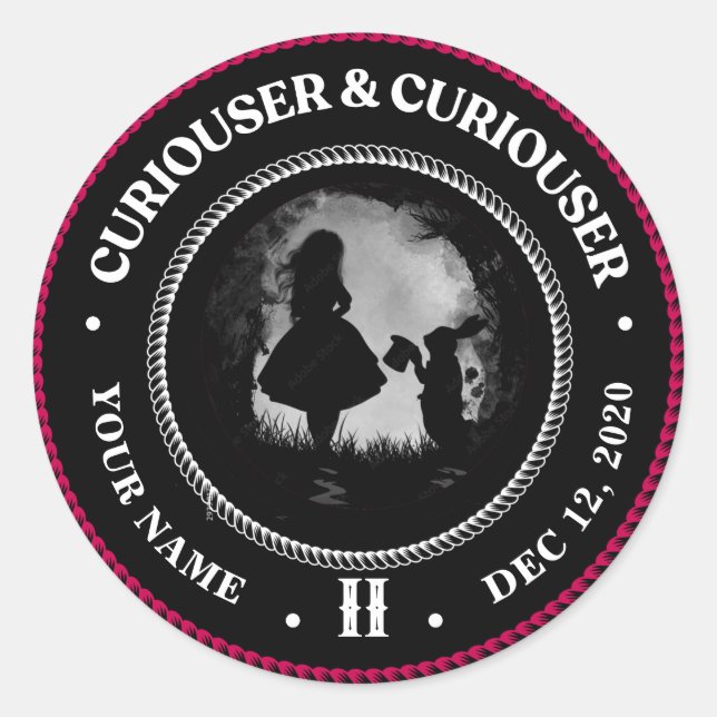Alice in Wonderland, Curiouser, Sobriety Medallion Classic Round Sticker (Front)