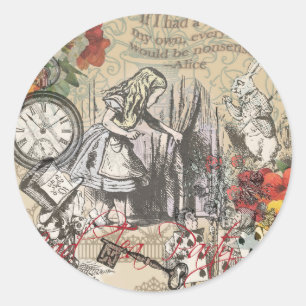 Alice in Wonderland Curtain Classic Art Classic Round Sticker
