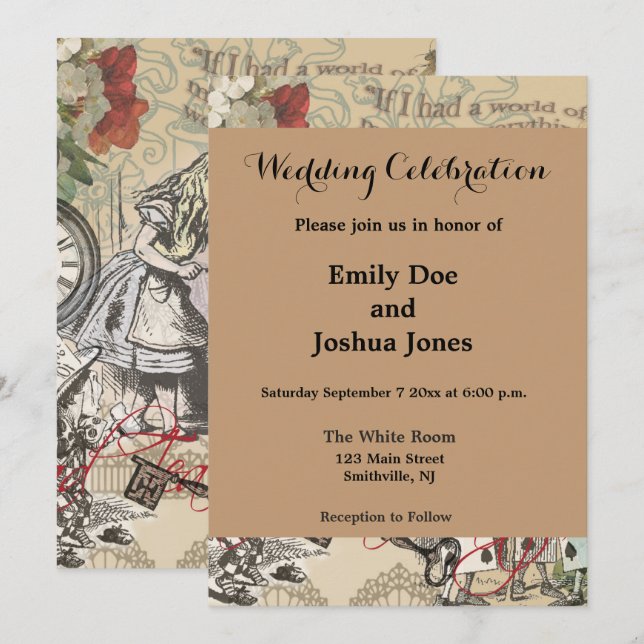 Alice in Wonderland Curtain Classic Art Invitation (Front/Back)