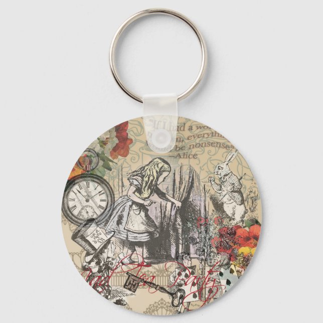 Alice in Wonderland Curtain Classic Art Key Ring (Front)
