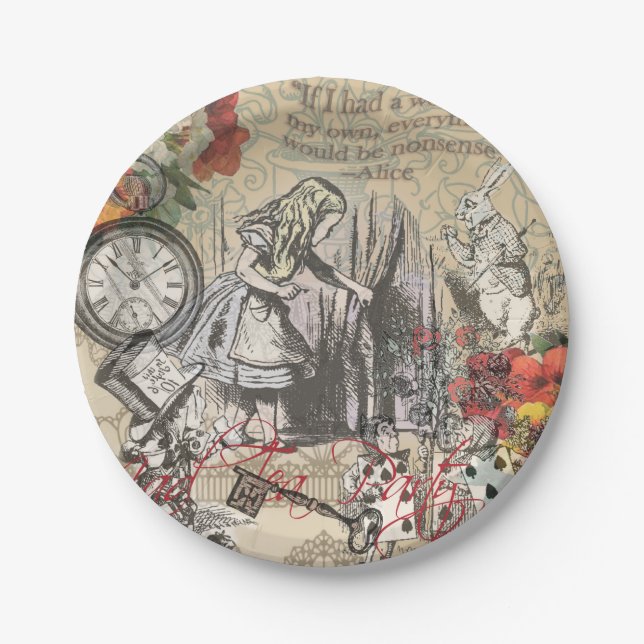 Alice in Wonderland Curtain Classic Art Paper Plate (Front)