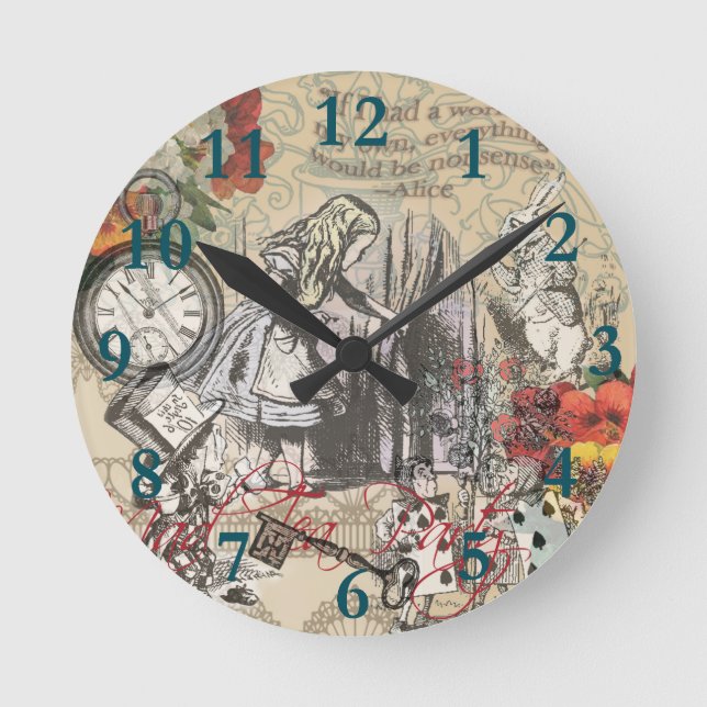 Alice in Wonderland Curtain Classic Art Round Clock (Front)