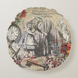 Alice in Wonderland Curtain Classic Art Round Cushion