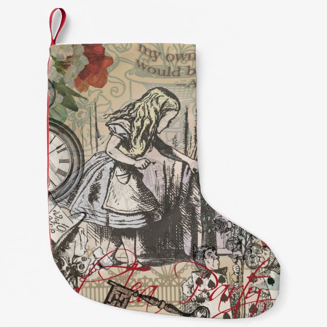 Alice in Wonderland Curtain Classic Art Small Christmas Stocking (Front)