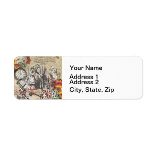Alice in Wonderland Curtain Nonsense Return Address Label