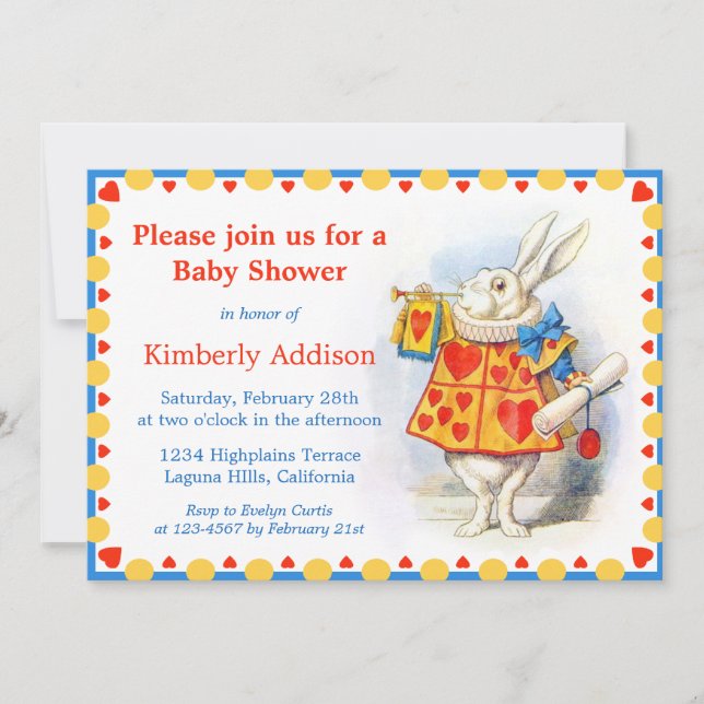 Alice in Wonderland Custom Baby Shower Invites (Front)