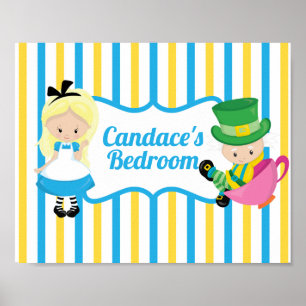 Alice in Wonderland Cute Personalised Kids Bedroom Poster