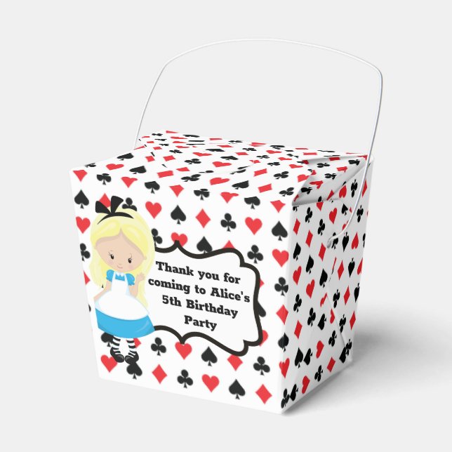 Alice in Wonderland Deck of Cards Birthday Party Favour Box (Front Side)