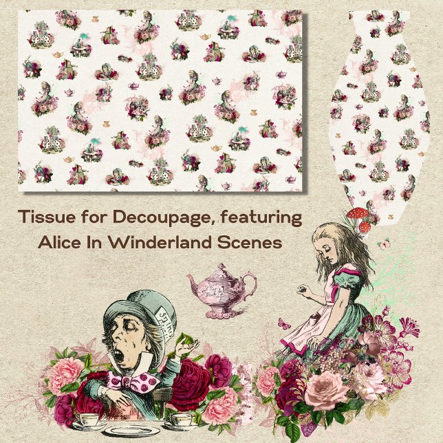 Alice in Wonderland Decoupage Vintage Pattern Tissue Paper (Creator Uploaded)