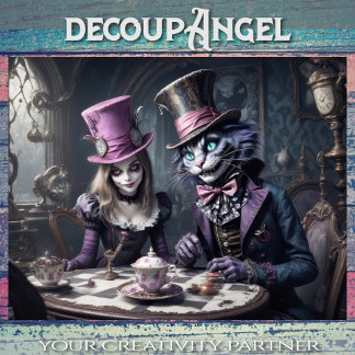 Alice in Wonderland Decoupage  Wrapping Paper Sheet