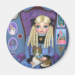Alice in Wonderland & Dinah Cat Cute Fairy Tale Magnet