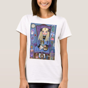 Alice in Wonderland & Dinah Cat Cute Fairy Tale T-Shirt