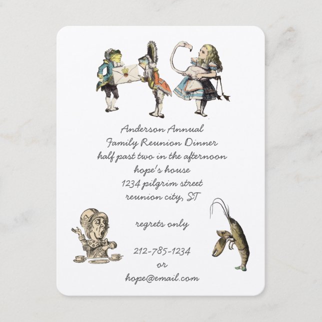 Alice In Wonderland Dinner Party  Invitation (Front)