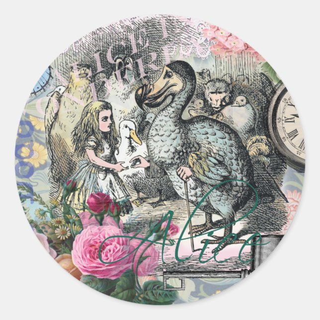 Alice in Wonderland Dodo Classic Tenniel Art Classic Round Sticker (Front)
