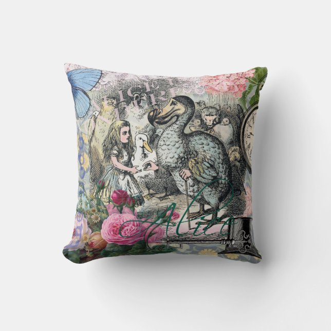 Alice in Wonderland Dodo Classic Tenniel Art Cushion (Front)