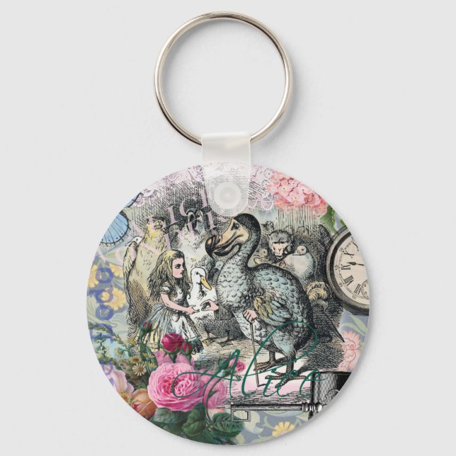 Alice in Wonderland Dodo Classic Tenniel Art Key Ring (Front)
