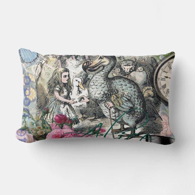 Alice in Wonderland Dodo Classic Tenniel Art Lumbar Cushion (Front)