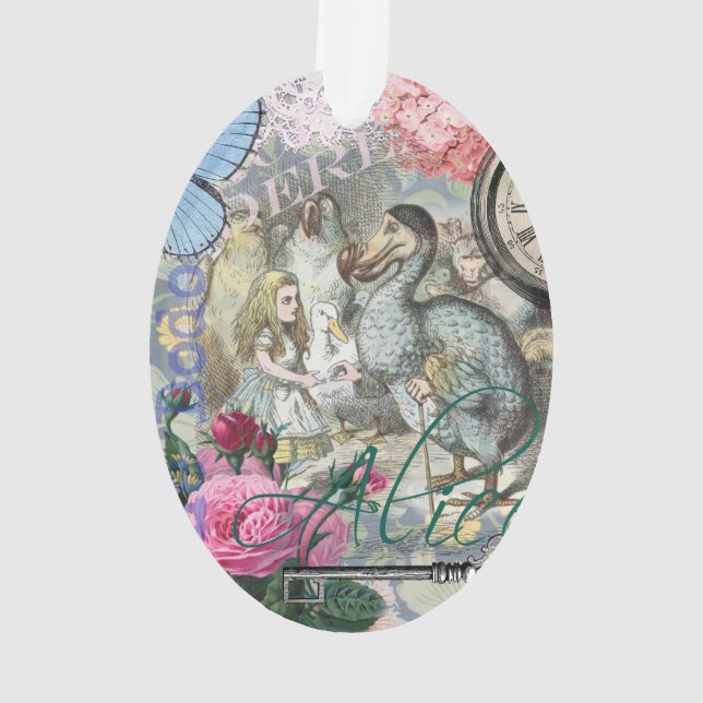 Alice in Wonderland Dodo Classic Tenniel Art Ornament (Back)