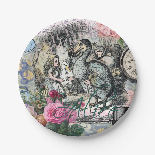 Alice in Wonderland Dodo Classic Tenniel Art Paper Plate (Front)