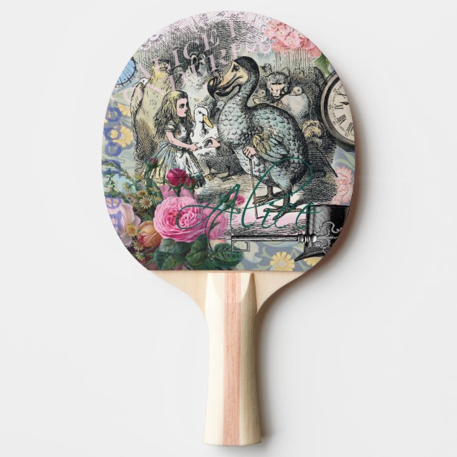 Alice in Wonderland Dodo Classic Tenniel Art Ping Pong Paddle (Front)