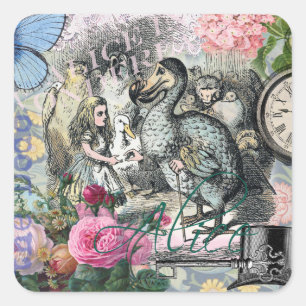 Alice in Wonderland Dodo Classic Tenniel Art Square Sticker